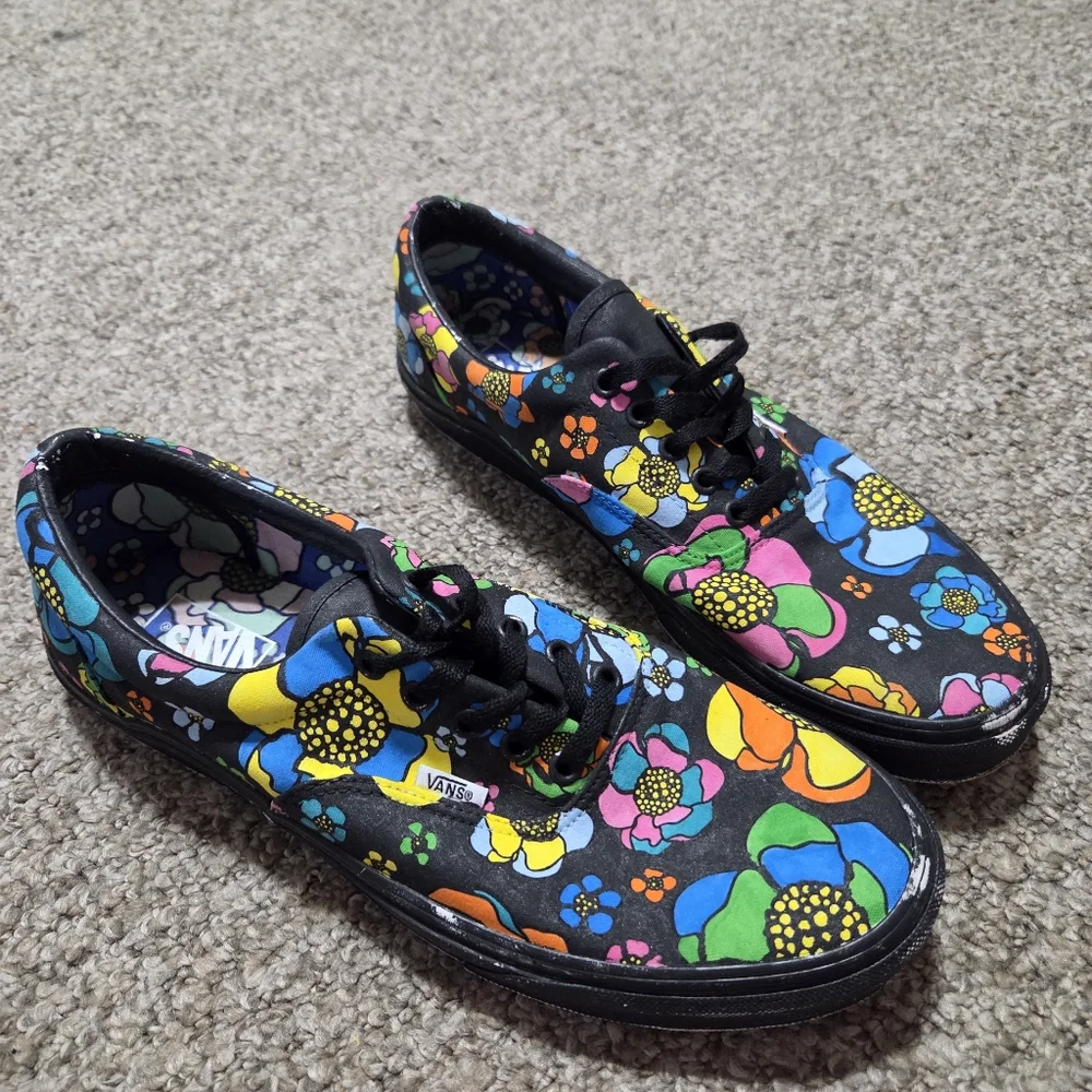 Vans Era U-Color Black‎ Floral MENS Size 12 Skate Shoes - Picture 11 of 14